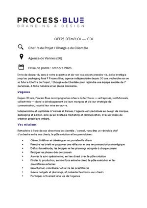 Chef de projet - Septembre 26