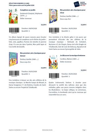 Sélection sonores avril à juillet 2026