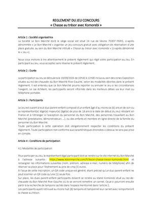 Reglement Chasse Trésor Komorebi