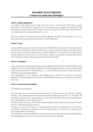 Règlement chasse à la recette Ottolenghi