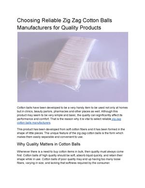 Zig Zag Cotton Balls Manufacturers