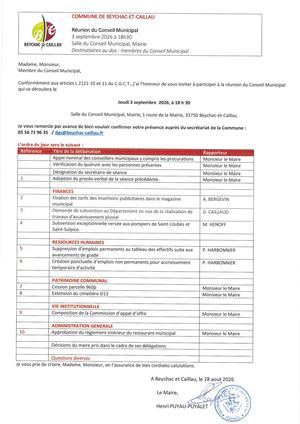 Convocation 30 septembre 2026