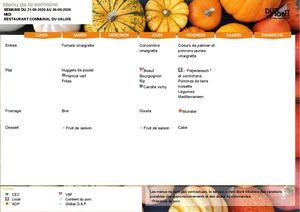 Menus du 31 Août au 25 Octobre