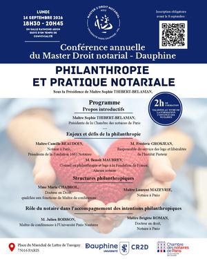 Conférence Philanthropie Et Pratique Notariale Université Paris Dauphine