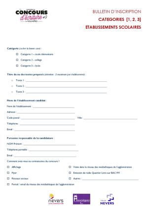 Fiche D'inscription Etablissements Scolaires