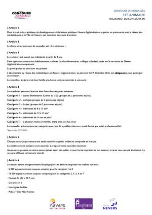 Réglement concours d'écriture
