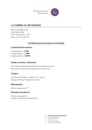 Feuille De Vente A L'ombre Du Reverbère