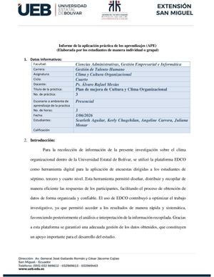 Ape 3 Clima Y Cultura Organizacional