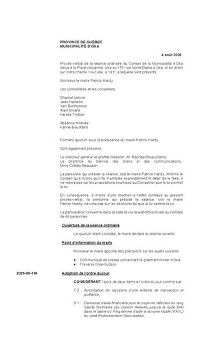 2026-08-04 - Séance ordinaire