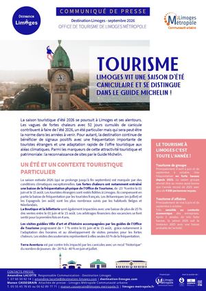 Communiqué de presse | Bilan de l'été et les étoilés Michelin