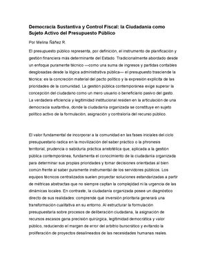 Artículo Democracia Sustantiva Y Control Fiscal