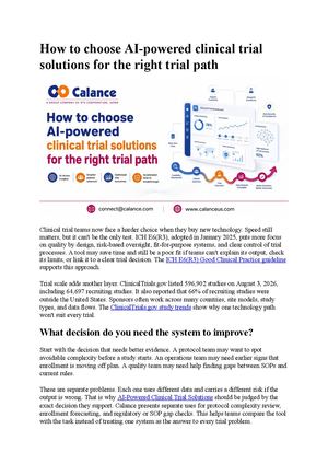 How To Choose Ai Powered Clinical Trial Solutions For The Right Trial Path