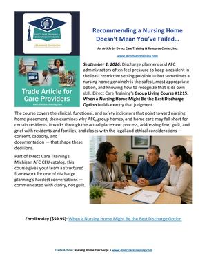 Nursing Home Discharge Blog Post Trade Article