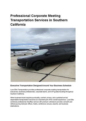 Professional Corporate Meeting Transportation Services In Southern California