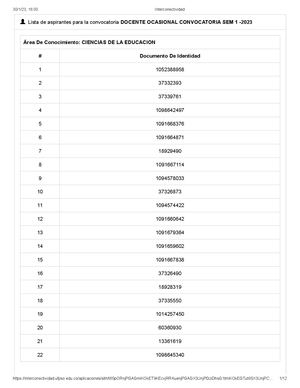 1 Listado Aspirante Docente Ocasional Convocatoria Sem 1 2023
