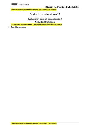 Producto Académico N º 1 (Tarea) Diseño De Plantas Industriales