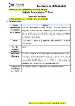 Tarea Proyecto 1 Seguridad Y Salud Ocupacional