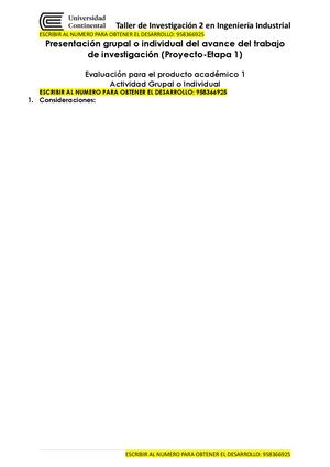 Producto Académico 1 Proyecto G O I Taller De Investigación 2 En Ingeniería Industrial