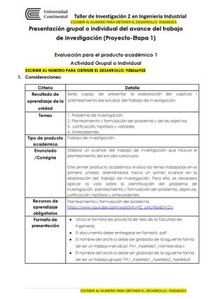 Producto Académico 1 Proyecto G O I Taller De Investigación 2 En Ingeniería Industrial