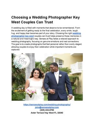 Choosing A Wedding Photographer Key West Couples Can Trust