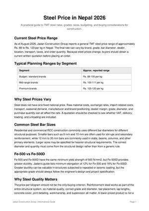 Steel Price In Nepal 2026 Guide