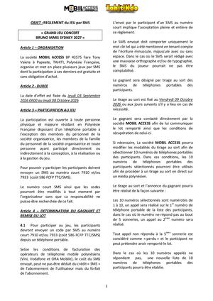 Reglement Mobil Acess Grand Jeu Concert Bruno Mars Sydney 2027