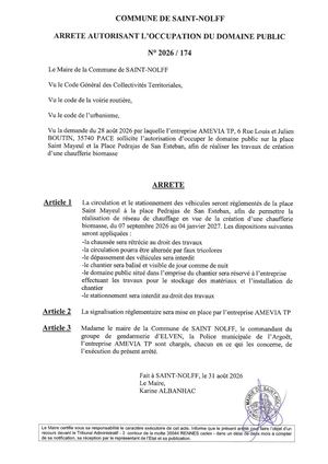 2026 174 Circulation Et Stationnement De St Mayeul à Pedrajas San Esteban Jusqu'au 4 Janvier 2027