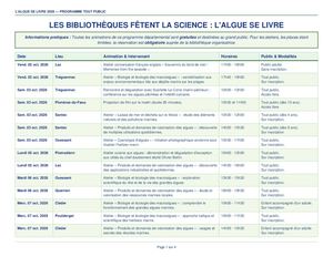 L'algue se livre - Programme Tout Public