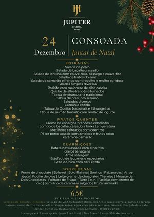 Menu Consoada de Natal | Jupiter Lisboa Hotel