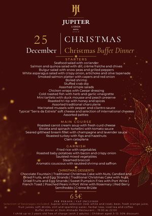 Menu Christmas Dinner | Jupiter Lisboa Hotel