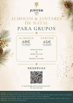 Menu Buffet de Grupos de Natal | Jupiter Lisboa Hotel