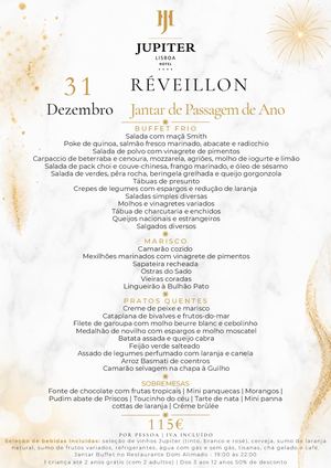 Menu Réveillon 25/26 | Jupiter Lisboa Hotel
