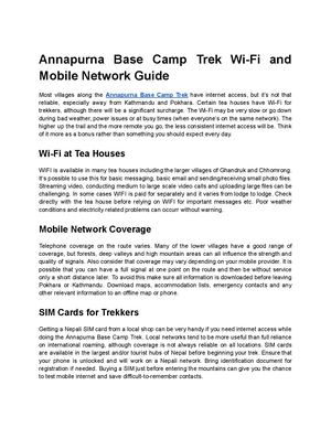 Annapurna Base Camp Trek Wi-Fi and Mobile Network Guide