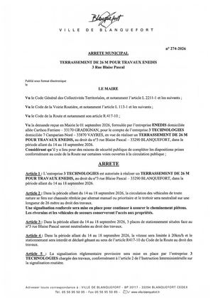 Arrêté n°274-2026