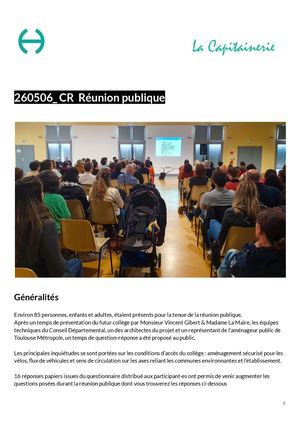 College Mondonville - Compte-rendu de la réunion publique