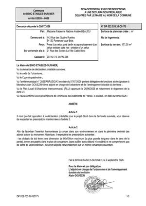 DP 26 Q 0175 - Arrêté