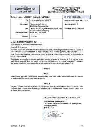 DP 26 Q 0190 - Arrêté
