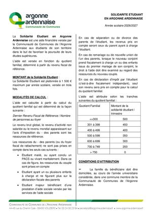 Solidarité étudiant : : Règlement 2026-2027