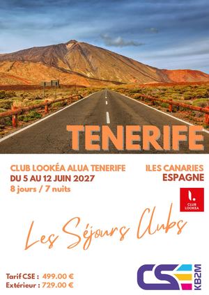 Sejour Tenerife 5 Au 12 Juin 2027