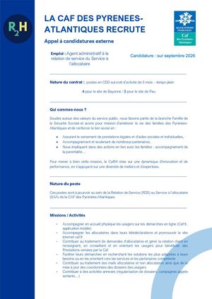 09 26 Appel à Candidatures Cdd Agents Administratifs Rds