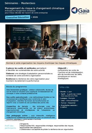 Masterclass Management Du Risque & Changement Climatique
