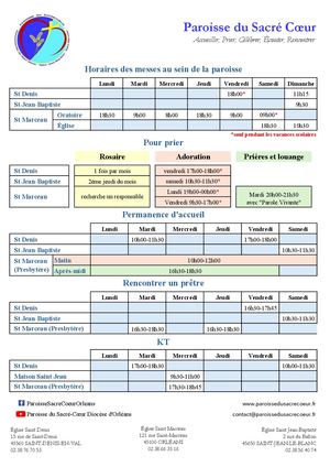 Horaires Septembre 2026