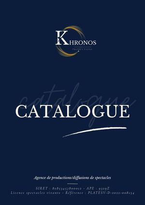 Catalogue | Khronos Productions