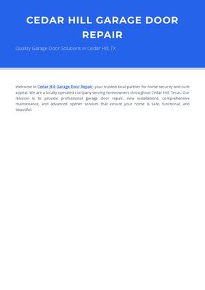 Cedar Hill Garage Door Repair – Dependable Garage Door Solutions For Your Home