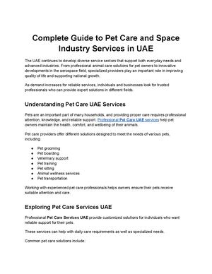 Complete Guide To Pet Care And Space Industry Services In Uae