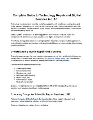 Complete Guide To Technology Repair And Digital Services In Uae