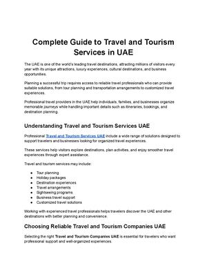 Complete Guide To Travel And Tourism Services In Uae