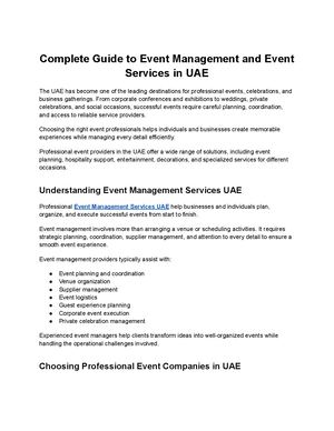 Complete Guide To Event Management And Event Services In Uae