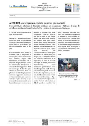 La Marseillaise-À L’AP HM, Un Programme Pilote Pour Les Prématurés -19082026