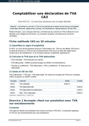 Tva Ca3 Bts 12 Exercices Corriges 1